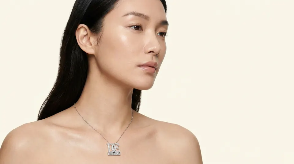 Portrait with a delicate diamond pendant